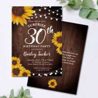 Rustic Sunflower & Lights Surprise 30th Birthday