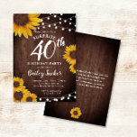 Rustic Sunflower & Lights Surprise 40th Birthday Invitation<br><div class="desc">This design features pretty painted, watercolor sunflowers on a rustic wood background accented with string lights. Click the customise button for more flexibility in modifying the text or moving the graphics! Variations of this design as well as coordinating products are available in our shop, zazzle.com/store/doodlelulu. Contact us if you need...</div>
