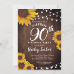 Rustic Sunflower & Lights Surprise 90th Birthday Invitation<br><div class="desc">This design features pretty painted, watercolor sunflowers on a rustic wood background accented with string lights. Click the customise button for more flexibility in modifying the text or moving the graphics! Variations of this design as well as coordinating products are available in our shop, zazzle.com/store/doodlelulu. Contact us if you need...</div>