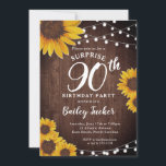 Rustic Sunflower & Lights Surprise 90th Birthday Invitation<br><div class="desc">This design features pretty painted, watercolor sunflowers on a rustic wood background accented with string lights. Click the customise button for more flexibility in modifying the text or moving the graphics! Variations of this design as well as coordinating products are available in our shop, zazzle.com/store/doodlelulu. Contact us if you need...</div>
