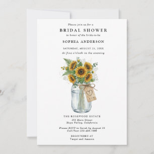 Rustic Sunflower Mason Jar Bridal Shower Invitation