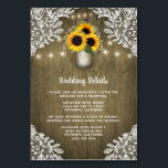 Rustic Sunflower Mason Jar Wedding Insert Cards<br><div class="desc">Rustic Sunflower Mason Jar Wedding Insert Cards - feature a unique barn wood background with elegant lace and twinkle string lights. This design also features a mason jar full of sunflowers and baby's breath. The mason jar is decorated with initials that you can change to those of your choice.</div>