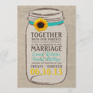 Rustic Sunflower & Mason Jar Wedding Invitation