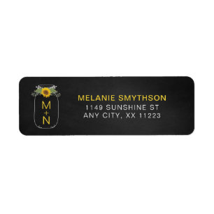 Rustic Sunflower Mason Jar wedding return address Label