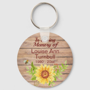 Rustic Sunflower Memorial In Loving Memory of  Key Ring