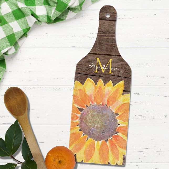 Rustic Sunflower Monogram Cutting Board (Creator Uploaded)