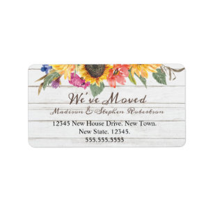 Rustic Sunflower Moving New   Change of Address Label