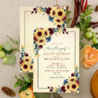 Rustic Sunflower Navy Blue Burgundy Floral Wedding