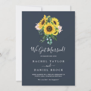 Rustic Sunflower   Navy Elopement Announcement