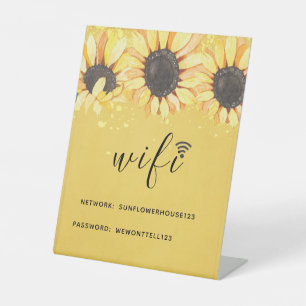 Rustic Sunflower Network WiFi Password Pedestal Sign