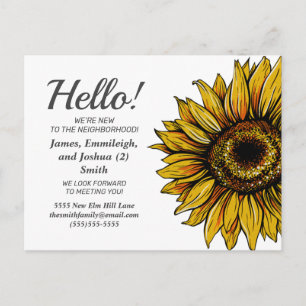 Rustic Sunflower New Neighbours Introduction Postcard