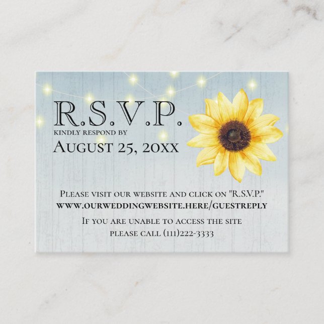 Rustic Sunflower Online Response Card (Front)