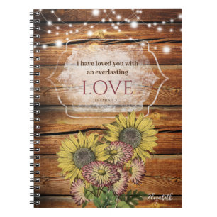 Rustic Sunflower Personalised Bible Verse Notebook