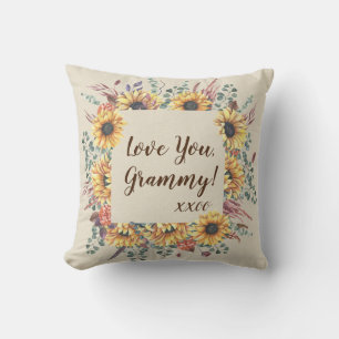 Rustic Sunflower Personalised Grammy Throw Pillow