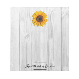 Rustic Sunflower Personalised Notepad