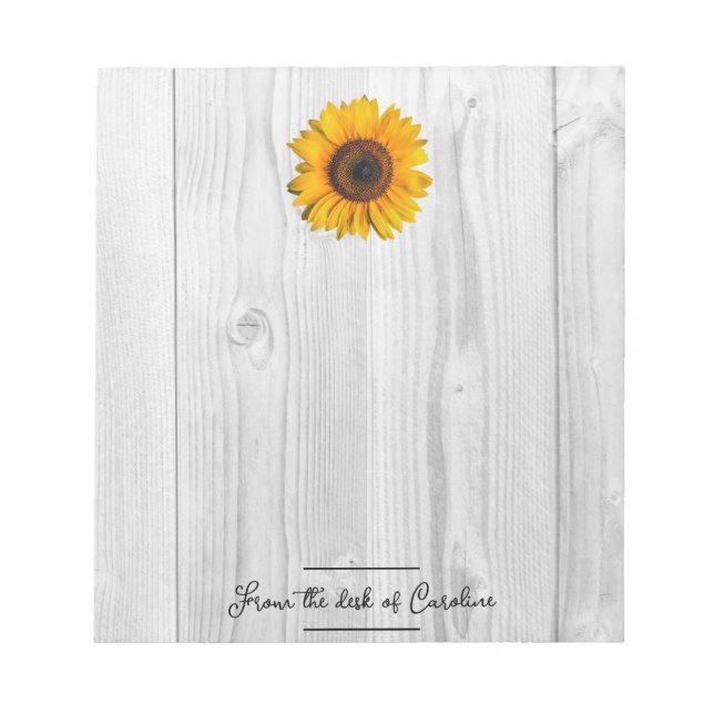 Rustic Sunflower Personalised Notepad (Front)