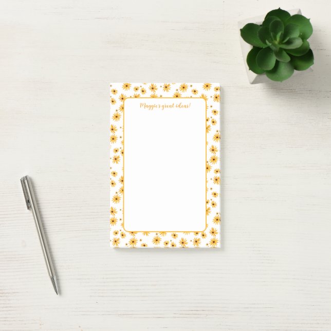 Rustic Sunflower personalised Post-it Notes (Office)