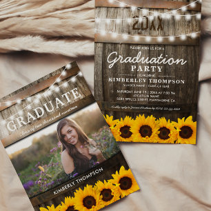Rustic Sunflower Photo 2025 Graduation Party Invitation