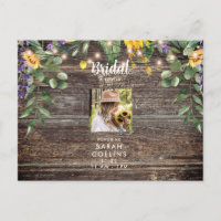 Rustic Sunflower Photo Bridal Shower Invitation