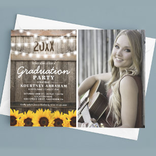 Rustic Sunflower Photo Graduation Class of 2024 Invitation