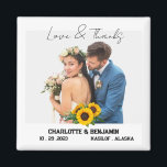 Rustic Sunflower Photo Wedding Favour  Magnet<br><div class="desc">Rustic Sunflower Photo Wedding Favour magnet features rustic background , sunflower clip art , text & wedding couple photo template. A perfect sunflower wedding favour gift for your guests. Please click on the personalise button to customise it with your text or photo.Kindly visit my store " loveyouart" for other or...</div>