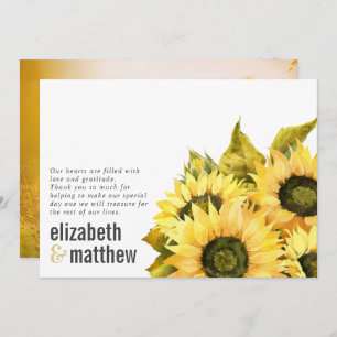 Rustic Sunflower Photo Wedding Thank You Card
