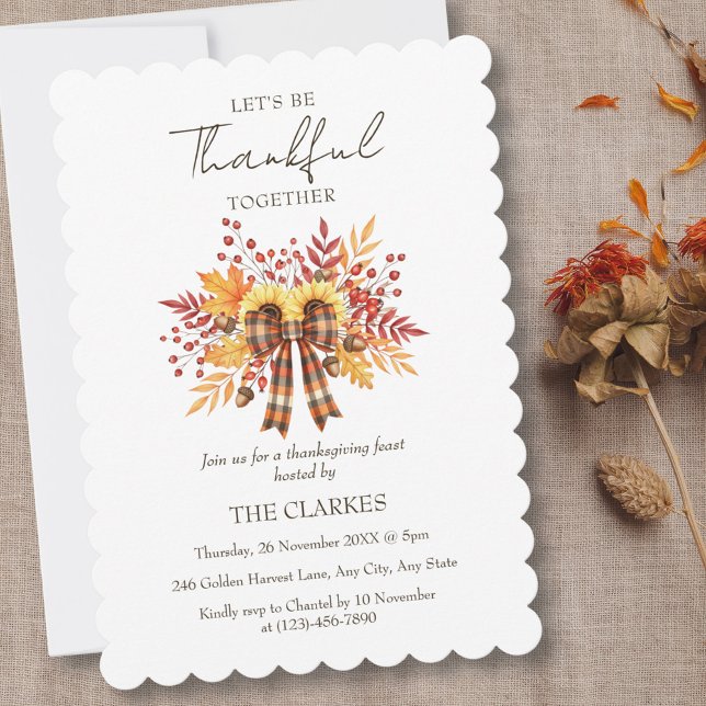 Rustic Sunflower & Plaid Thanksgiving Invitation (Rustic Sunflower & Plaid Thanksgiving Invitation)