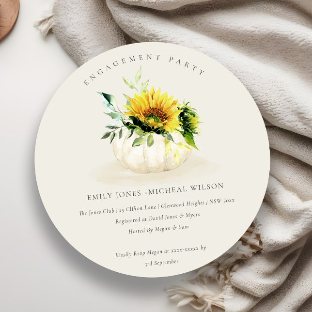 Rustic Sunflower Pumpkin Floral Engagement Invite (Creator Uploaded)