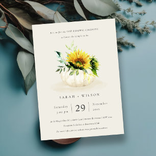 Rustic Sunflower Pumpkin Floral Vow Renewal Invite