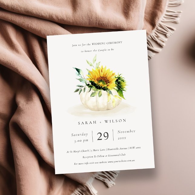 Rustic Sunflower Pumpkin Floral Wedding Invite (Creator Uploaded)