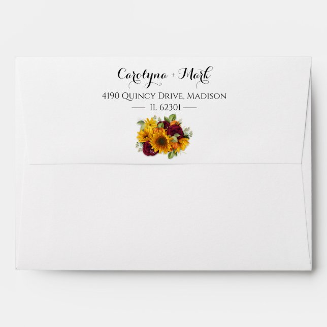 Rustic Sunflower Pumpkin Roses Envelope (Back (Top Flap))