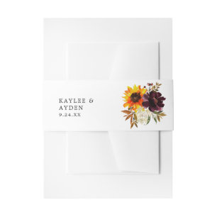 Rustic Sunflower & Purple Floral 4 Invitation Belly Band