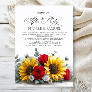 Rustic Sunflower Red Rose Wedding After Party Invitation