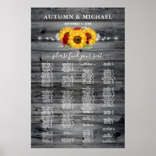 Rustic Sunflower Red Rose Wedding Seating Charts
