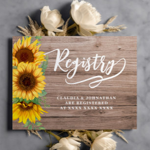 Rustic Sunflower Registry Bridal Shower  Enclosure Card