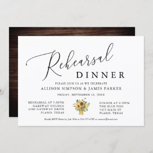 Rustic Sunflower Rehearsal Dinner Invitation