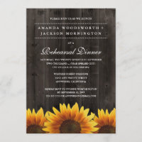 Rustic Sunflower Rehearsal Dinner Invitations