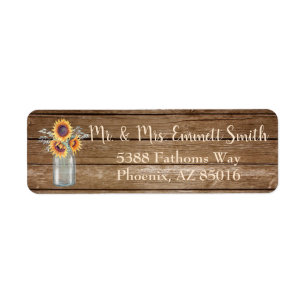Rustic Sunflower Return Address Label, Rustic Label