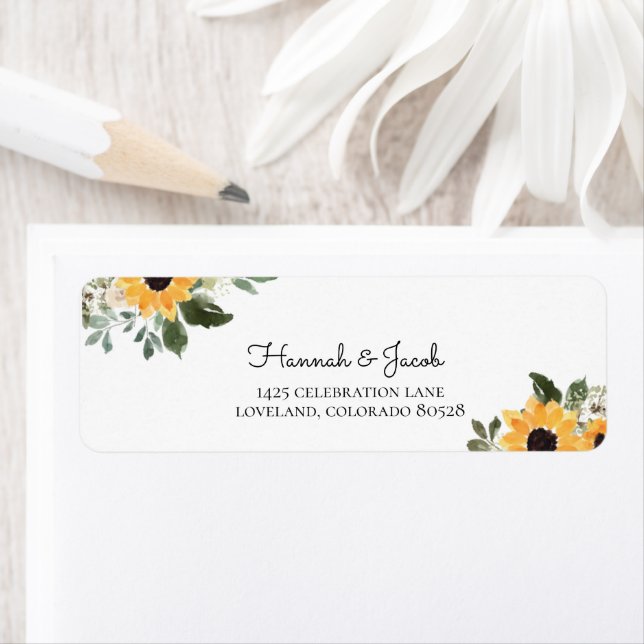 Rustic Sunflower Return Address Labels (Insitu)