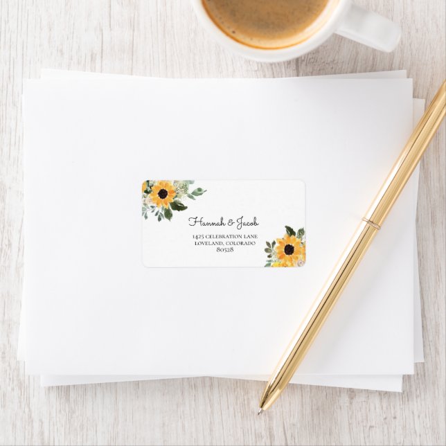 Rustic Sunflower Return Address Lables Label (Insitu)
