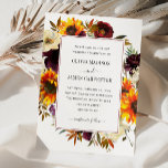 Rustic Sunflower Rose Burgundy Floral Fall Wedding Invitation<br><div class="desc">Modern Rustic Sunflower Rose Peony Burgundy Red Purple Floral Watercolor Autumn Fall Country Wedding Invitation</div>