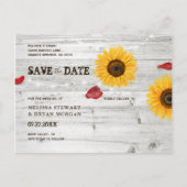 Rustic Sunflower Rose Wedding Photo Save the Date Announcement Postcard (Back)