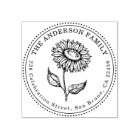 Rustic Sunflower Round Family Name Return Address