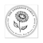 Rustic Sunflower Round Family Name Return Address