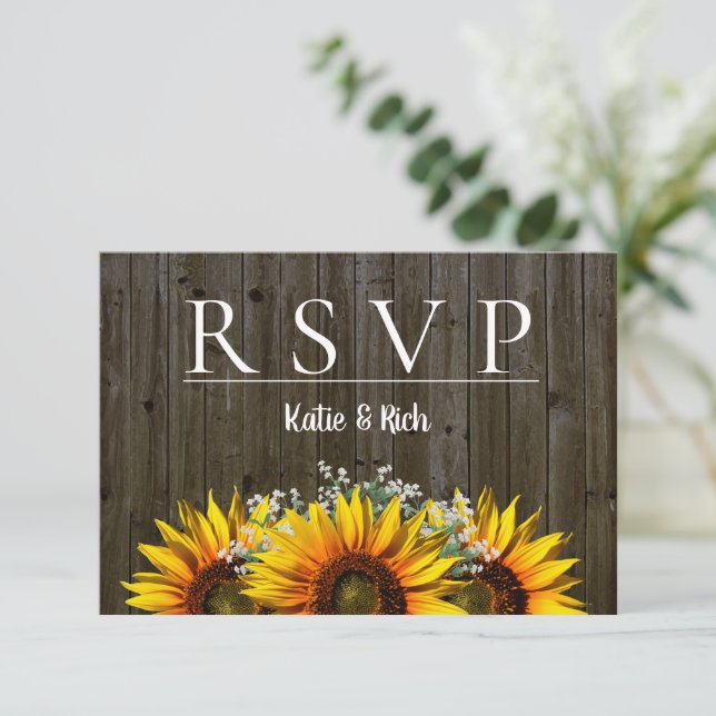 Rustic  Sunflower RSVP Announcement (Standing Front)