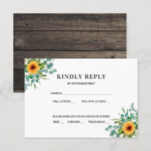Rustic Sunflower RSVP Fall Colours Invitation