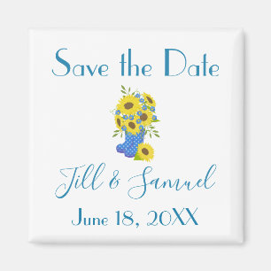 Rustic Sunflower Save the Date Magnet