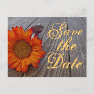 Rustic Sunflower Save The Date Wedding Postcard
