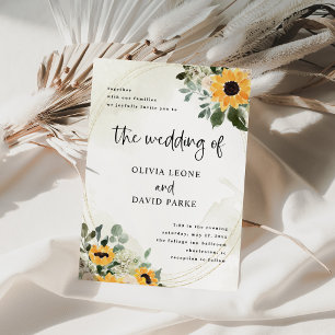 Rustic Sunflower   Simple Watercolor Wedding Invitation