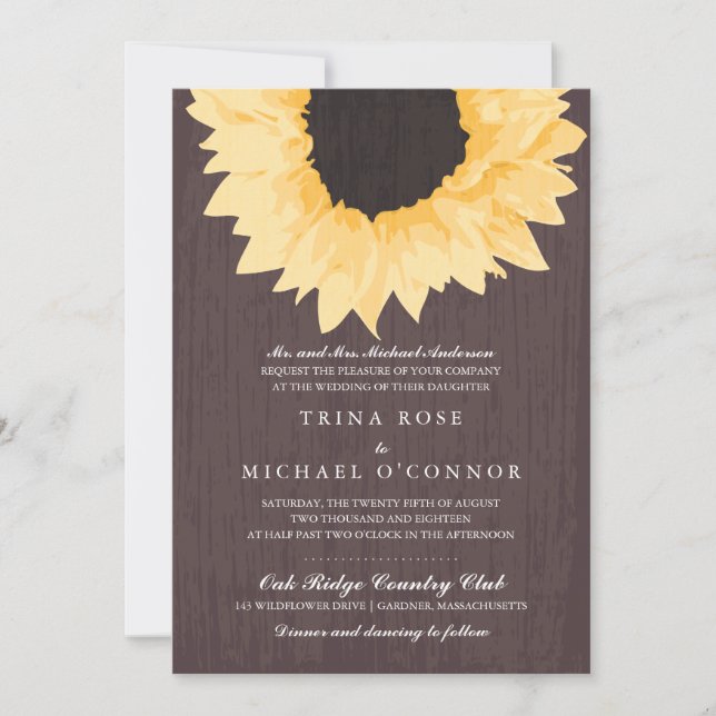 Rustic Sunflower Splendour  | Wedding Invitation (Front)